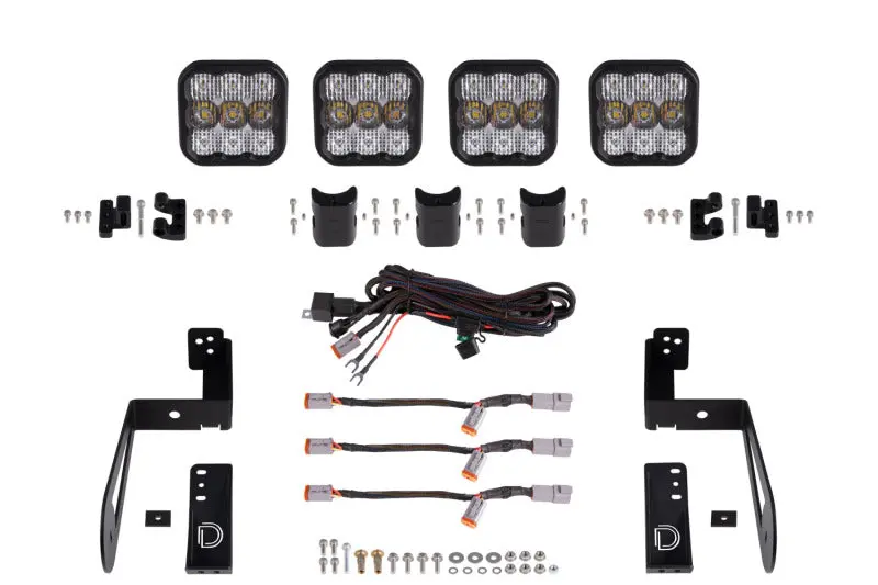 Diode Dynamics Ss5 4-Pod Grille Light Bar Kit For Jeep Jk – Crosslink Ready, White Combo Output 1