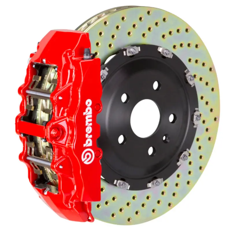 Brembo Front Gt Big Brake Kit For 2002–2005 Bmw 7-Series (Through March 2005 Production) – 6-Piston Calipers, 380X34Mm Drilled Rotors (Red) 1