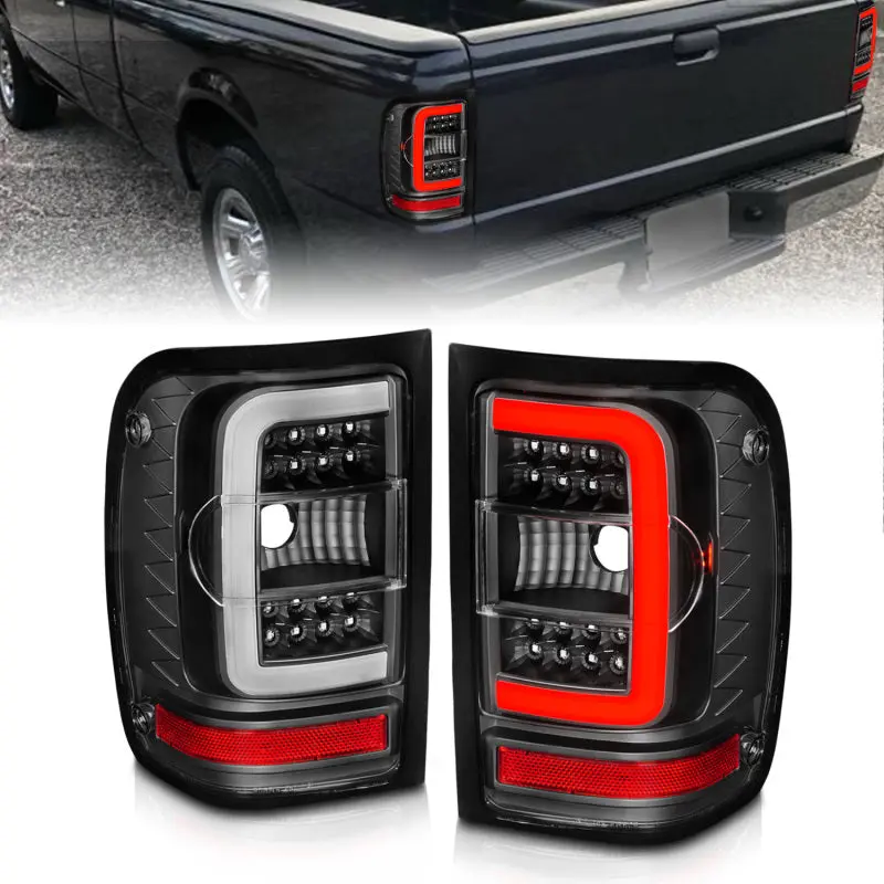 Anzo Led Tail Light Assembly For 2001–2011 Ford Ranger – Black Housing, Clear Lens, Integrated Light Bar 1