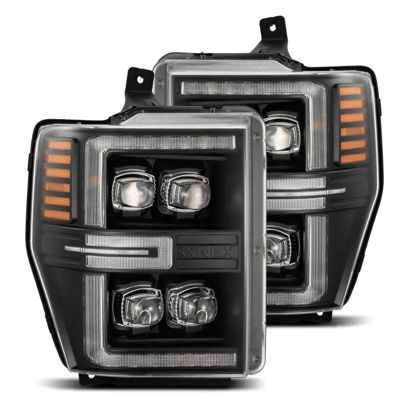 Alpharex Nova-Series Led Projector Headlights For 2008–2010 Ford F-250/F-350/F-450/F-550 – Black With Adaptive Lighting & Sequential Turn Signals 1