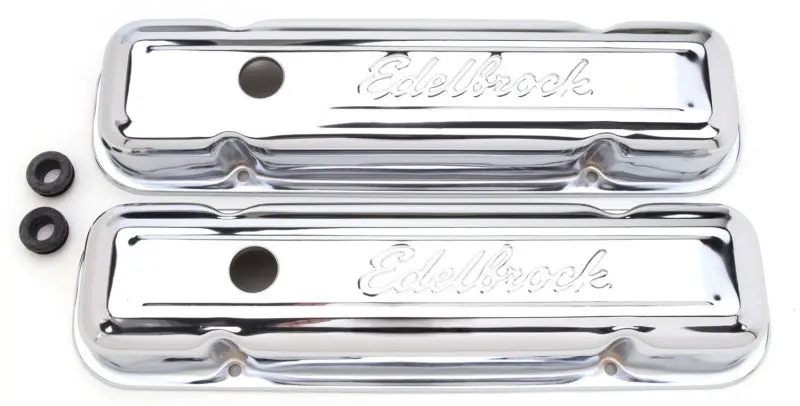 Edelbrock Signature Series Valve Covers For Pontiac V8 (1962–1979, 301–455 Cid) – Low Chrome Finish 1