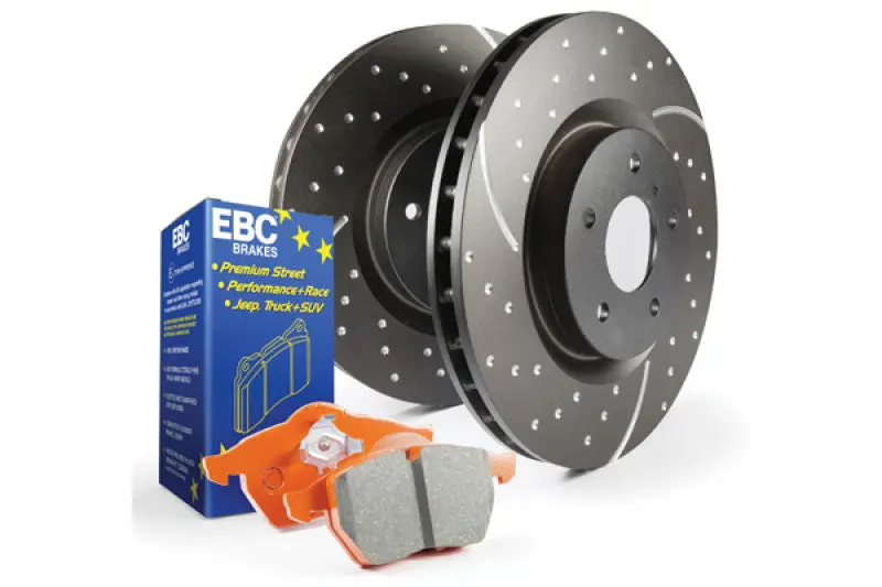 Ebc S8 Performance Brake Kit: Orangestuff Pads + Gd Slotted Rotors 1
