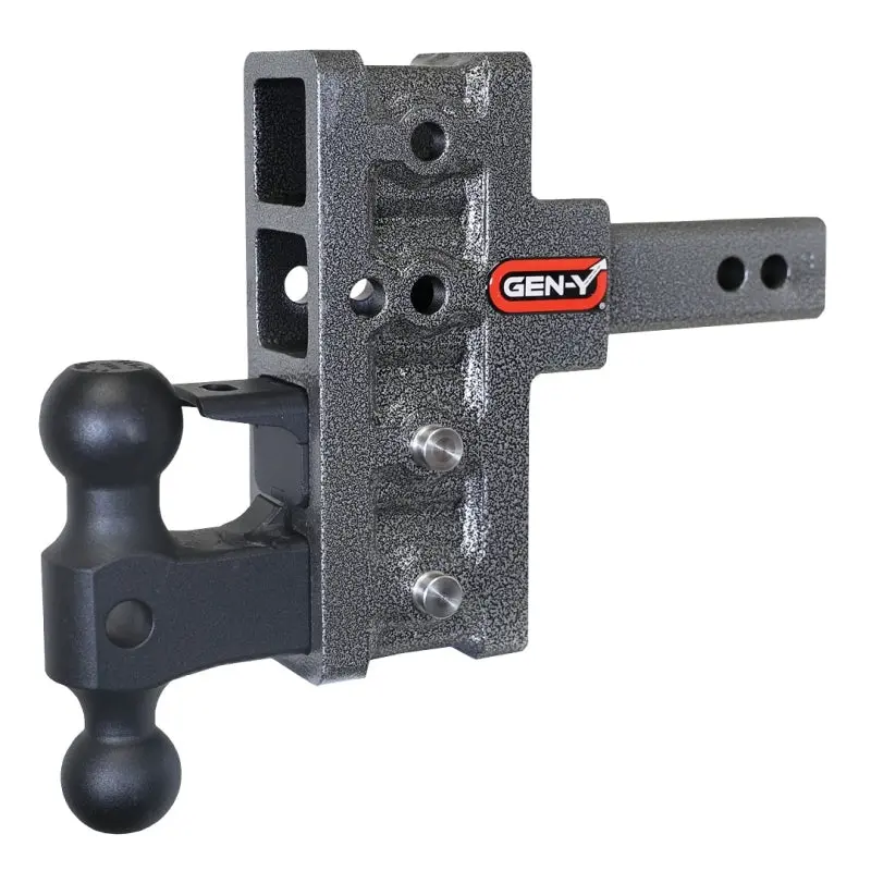 Gen-Y Mega Duty Adjustable Hitch – 2In Shank, 5In Drop, 2,000Lb Tw / 16,000Lb Gtw, Dual-Ball & Pintle Lock Included 1