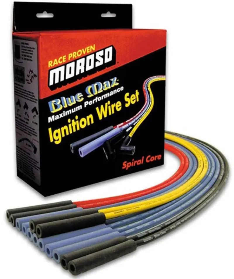 Moroso Universal 4-Cylinder Ignition Wire Set – Blue Max Spiral Core, Unsleeved Straight Design 1