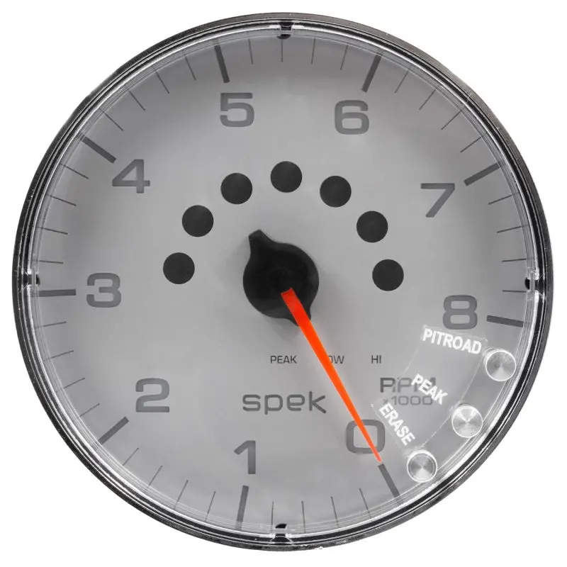 Autometer Spek-Pro 5-Inch Tachometer With Shift Light And Peak Memory – Silver/Chrome Finish 1