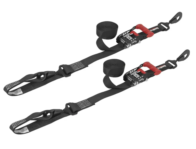 Speedstrap Ratchet Tie-Down Straps – 1.5-Inch X 10-Foot With Soft-Tie Protection (2-Pack, Black) 1